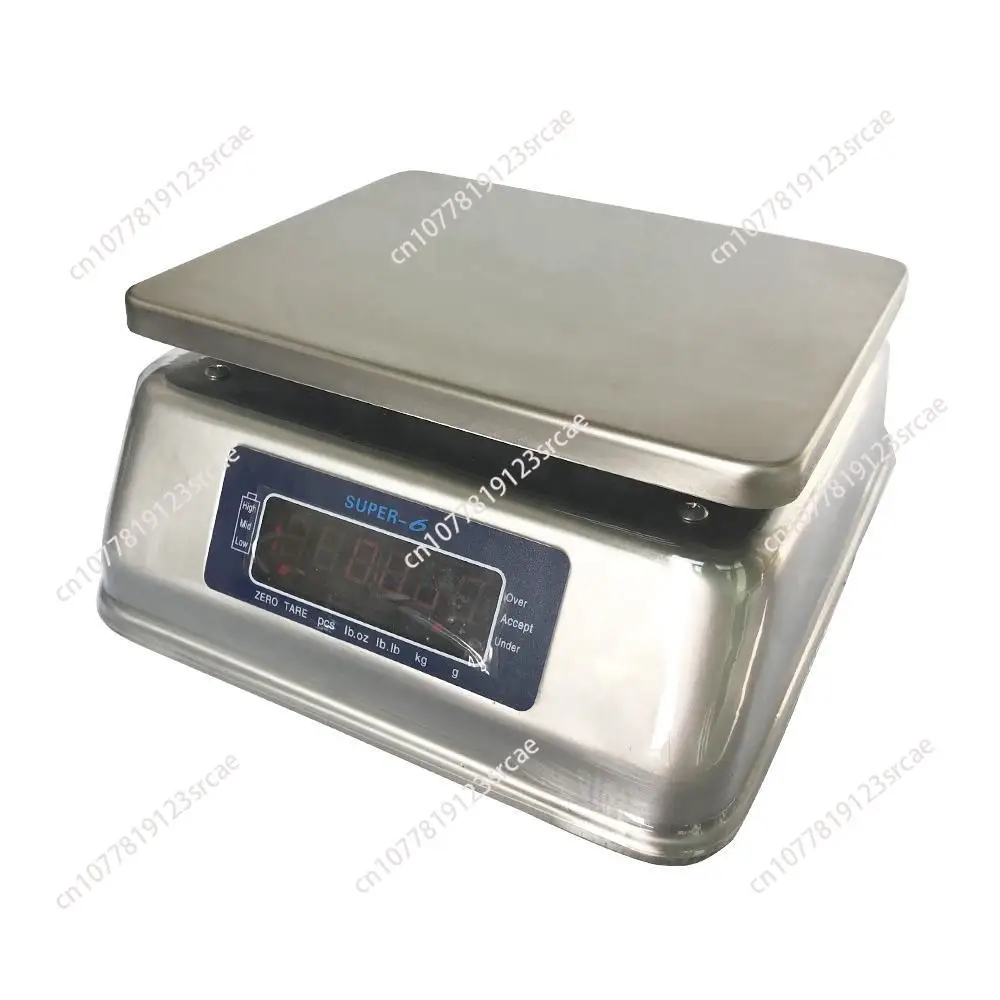 Super Stainless Steel 30kg Electronic Stainless Steel Scale Waterproof IP68 LCD Seafood Shrimp Fish Weighing
