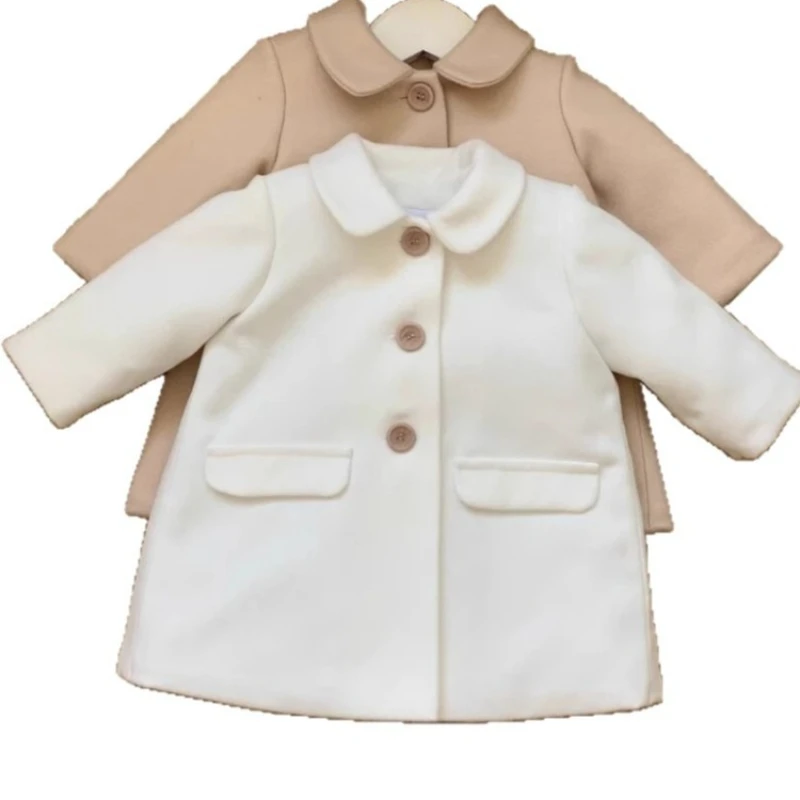 2025 Autumn and Winter New Girls' Plush Thickened Large Pocket Single Row Button Warm Coat