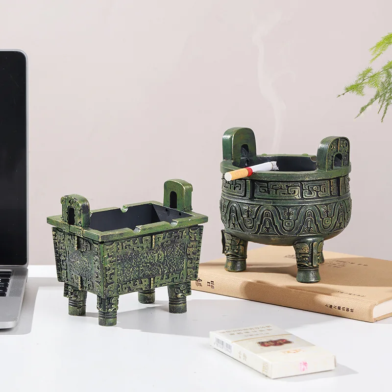 Posacenere in bronzo vintage, bruciatore di incenso, scatola creativa da scrivania per la casa, adatta per utensili posacenere per uffici domestici, case da tè