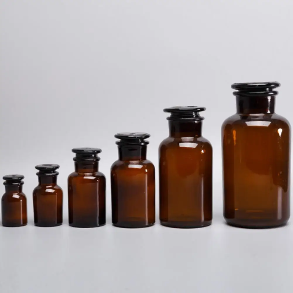 30/60/125/250/500ml Reagent Jar Leak-Resistant Clear Small Reagent Bottles with Caps Reagent Bottle Glass Laboratory Bottle
