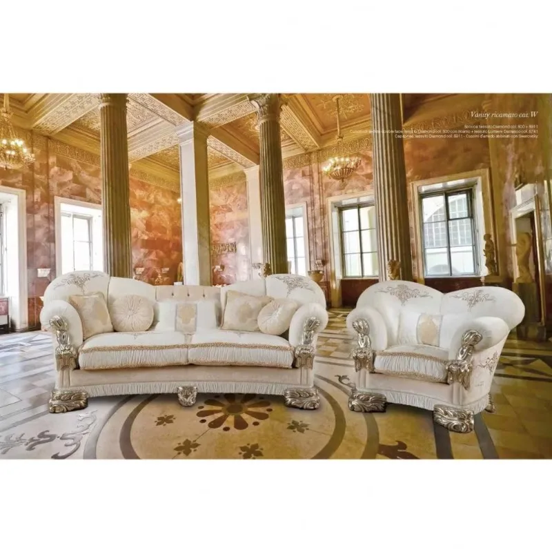 European Classical White Fabric Sofa Furniture Set Design