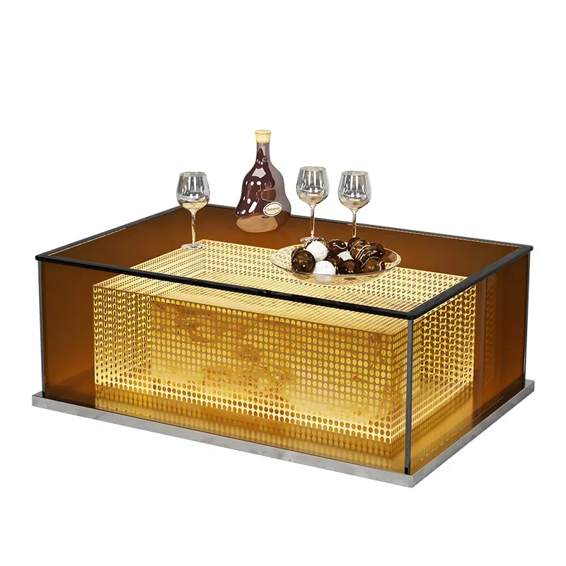 KTV box room party room luminous coffee table bar table stainless steel tempered glass material factory direct sales