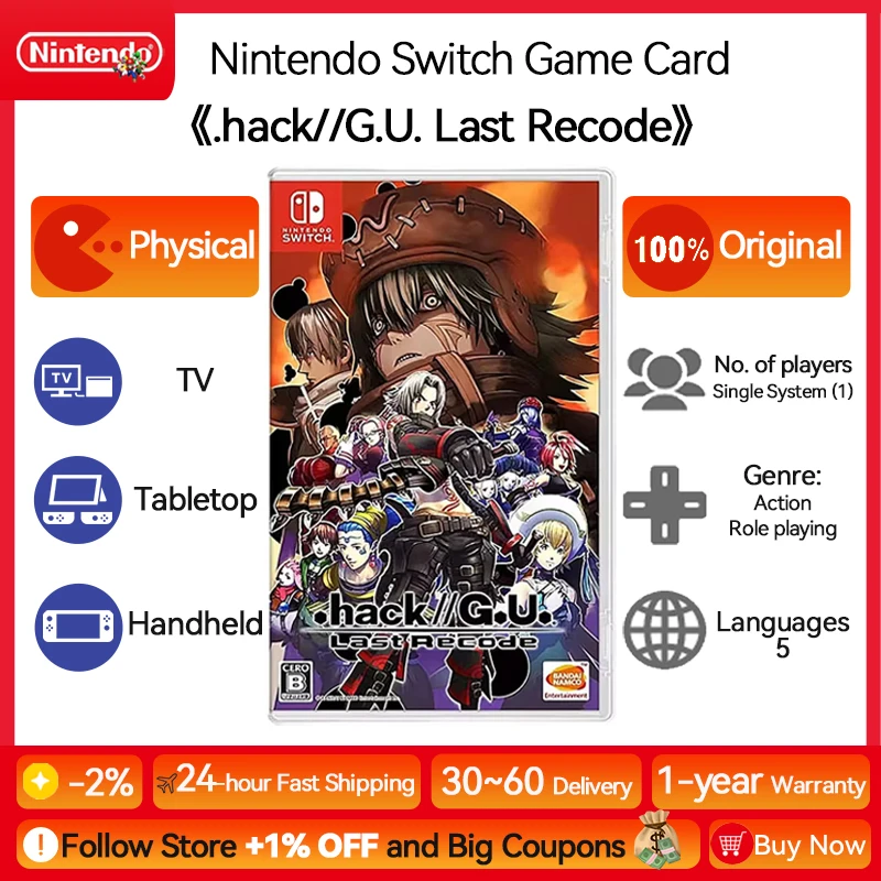 .hack//G.U. Last Recode Nintendo Switch Game Deals Physical for Nintendo Switch OLED Nintendo Switch Lite Switch Game Cards