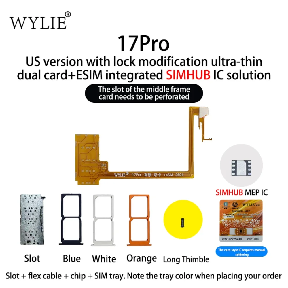 WYLIE For iPhone 17 Pro Max US Version with Lock Modification Ultra-Thindual Card Dual Physical SIM cards + eSIM Repair Part
