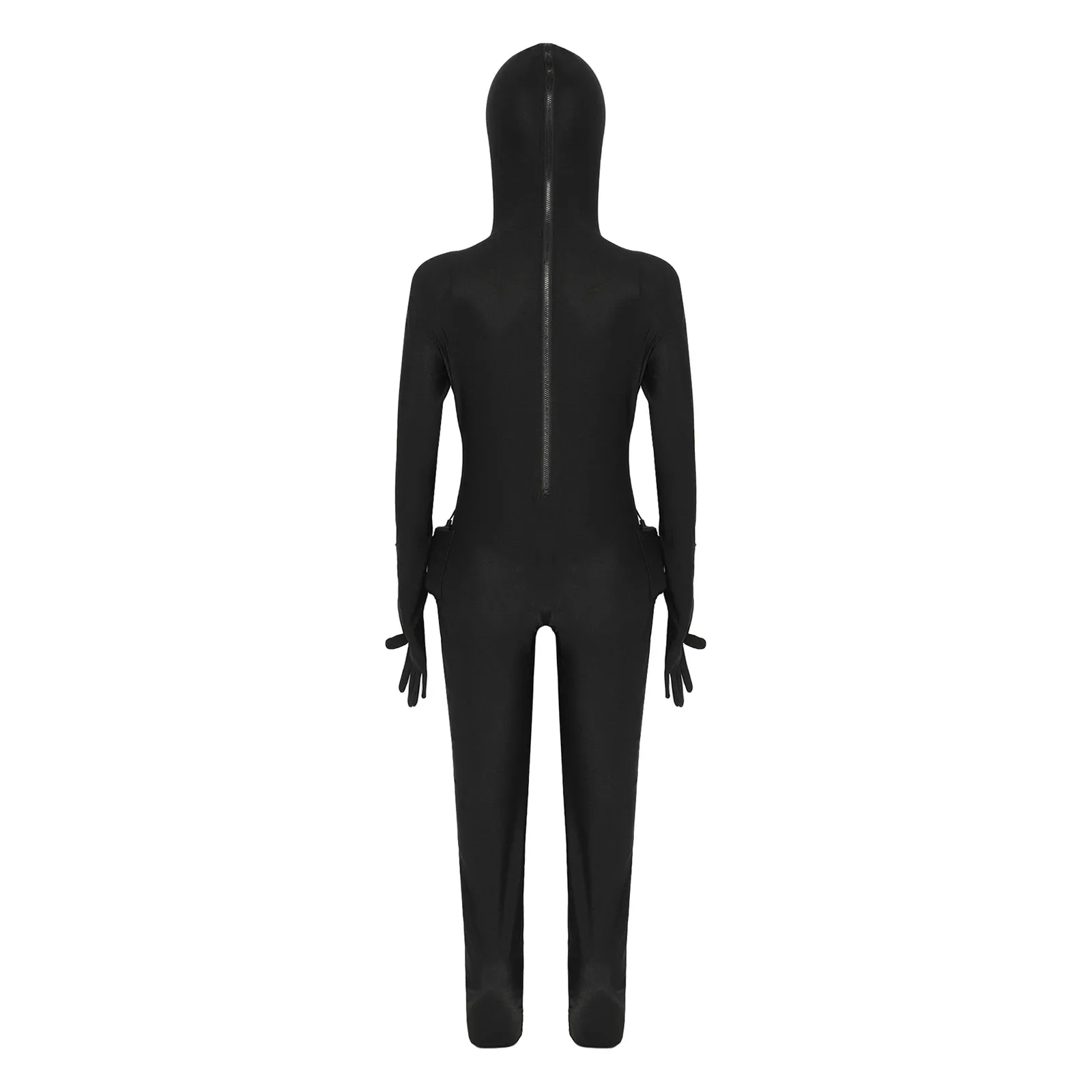 Children Light Up Stick Figure Costume Halloween Party Alien Shadow Demon Cosplay Fancy Dress Up Long Sleeve Hooded Jumpsuit