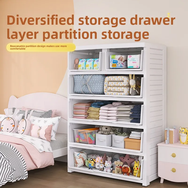 Thickened Plastic Five-Bucket Drawer Storage Cabinet Baby Wardrobe Baby Children's Finishing Box Multi-Layer Storage Cabinet