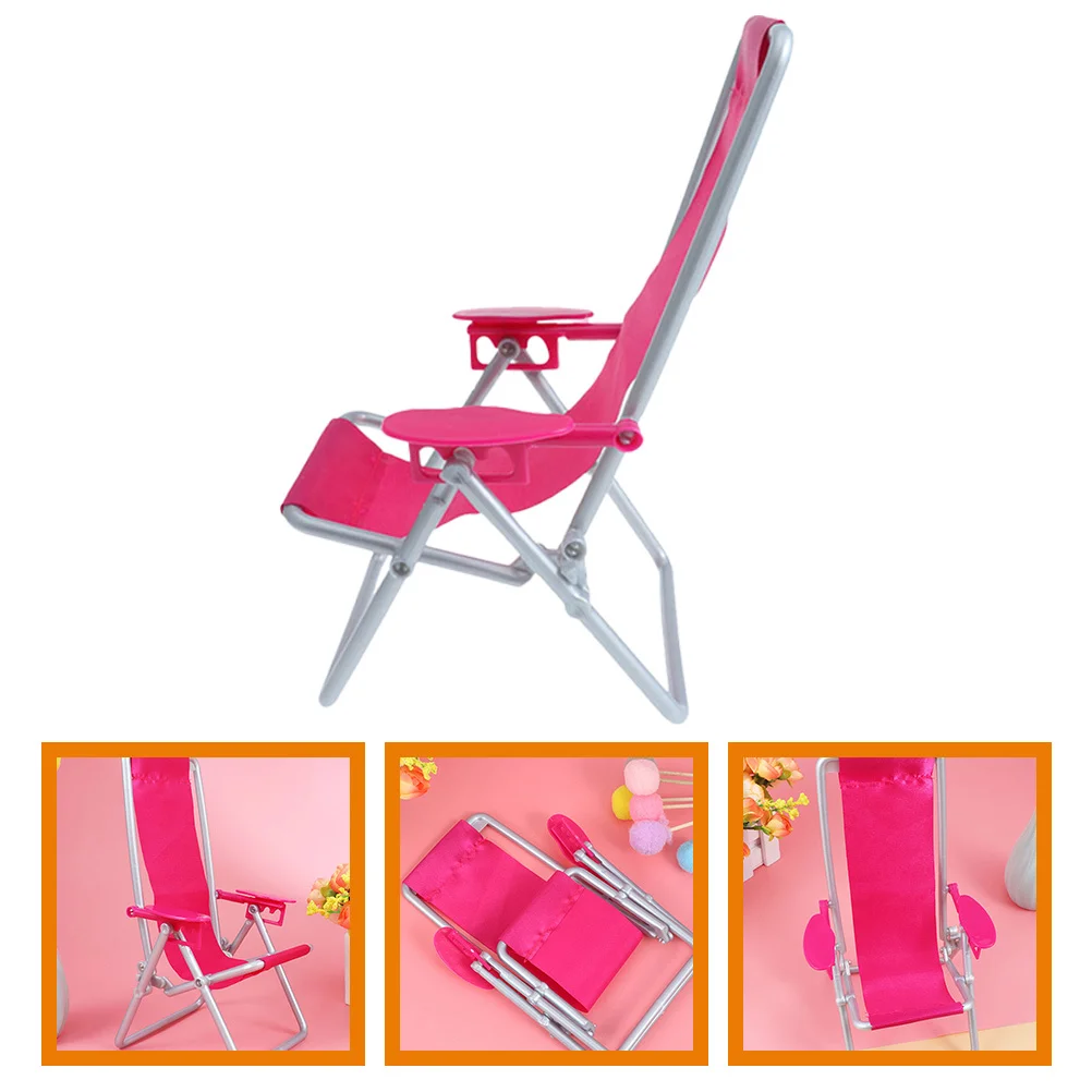 3Pcs Miniature Lounge Chair Detailed Craftsmanship Ideal for Mini House Beach Scene Decoration Foldable Space Saving