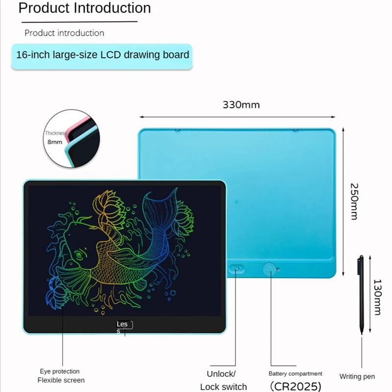 HOT-16 Inch Colors LCD Writing Tablet Electronic Drawing Doodle Board Digital Colorful Handwriting Pad