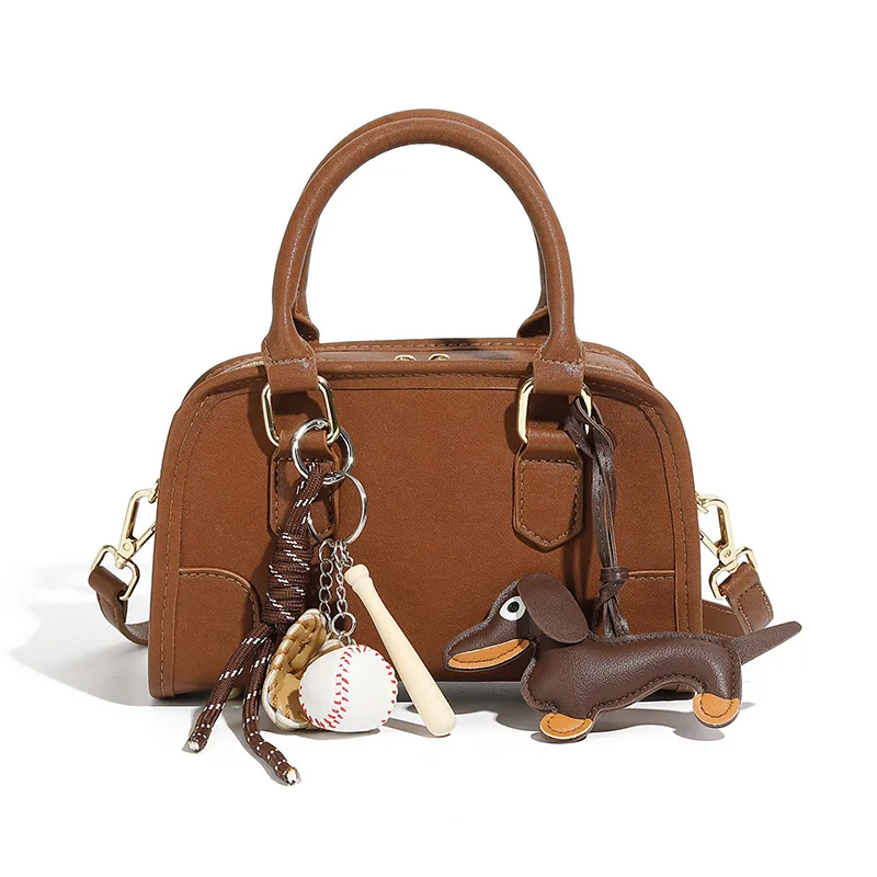 

Genuine Leather Second Layer Cowhide Boston Bag Women's 2025 New Commuter Versatile Bowling Shoulder Niche Crossbody Hand Bag