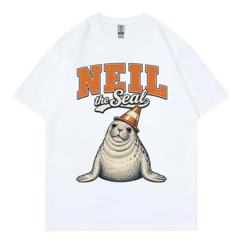 Neil The Seal Traffic Cone Funny Meme  T-shirt High Street Fashion Trend Short Sleeve T Shirt Unisex 100%cotton Casual T-shirts