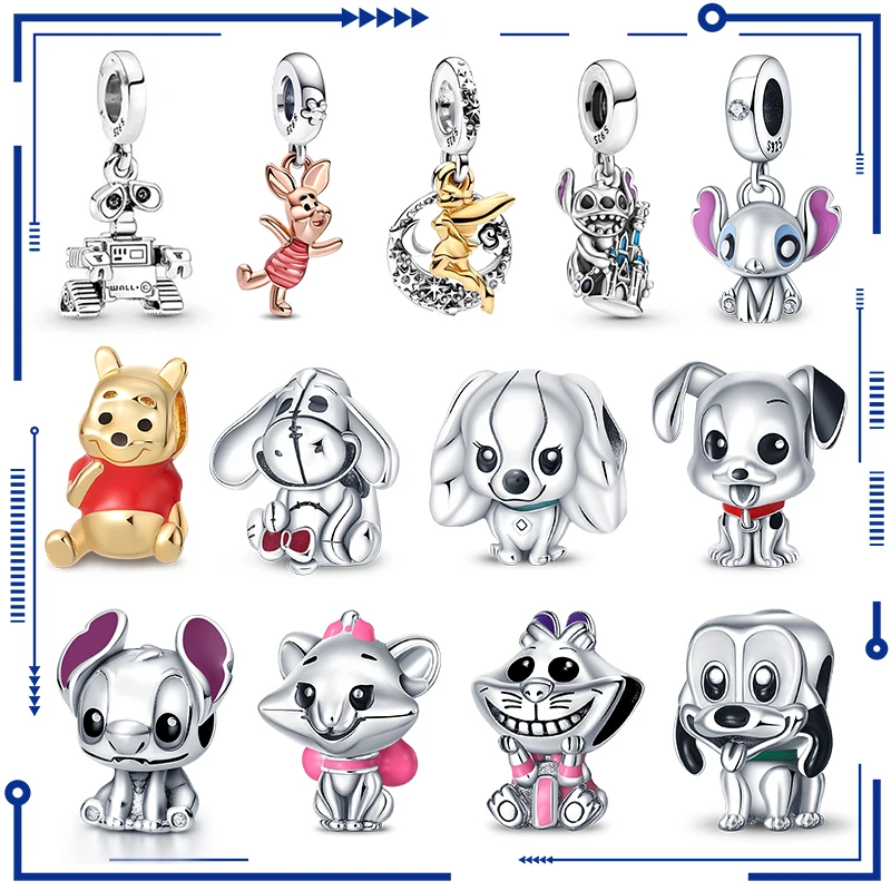 Disney New in Animal Pets Charm Beads Fits Pandora Original Bracelet For Women Jewelry 925 Silver Pendant Bead Gift Hot Sale