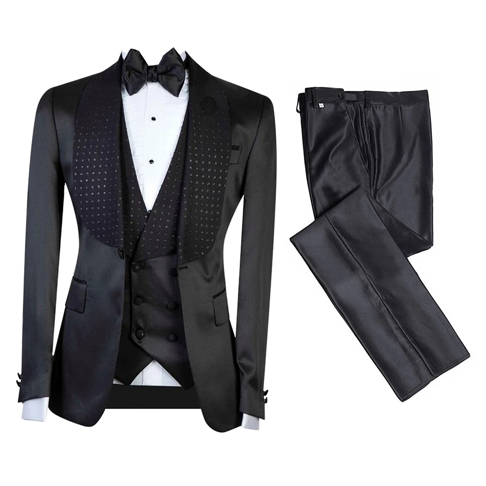 

Men's One Button Suit Three Pieces Polka Dots Shawl Lapel Tuxedos Set