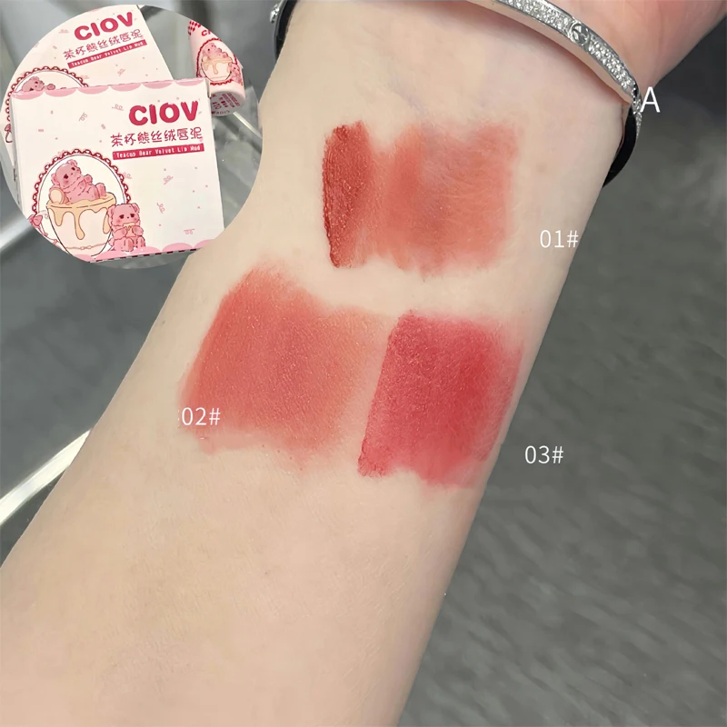 3 pz/set Nude Red Lipstick Lip Mud idratante Waterproof Sustained Air Lip Glaze Matte Lip Gloss cosmetici per il trucco coreano