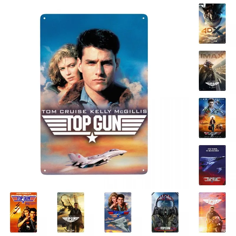 Top Gun Maverick Sign Custom Vintage American Action Tom Cruise Movie Metal Plaque for Gate Garden Yard Man Cave Bar Wall Decor