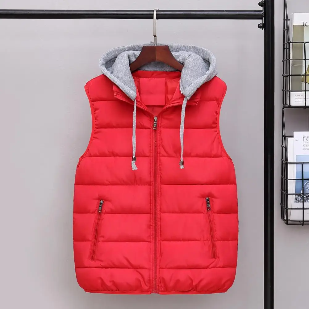 Versatile Men Sleeveless Jacket Men's Hooded Sleeveless Down Vest with Zipper Closure Pockets Warm Comfortable for Winter