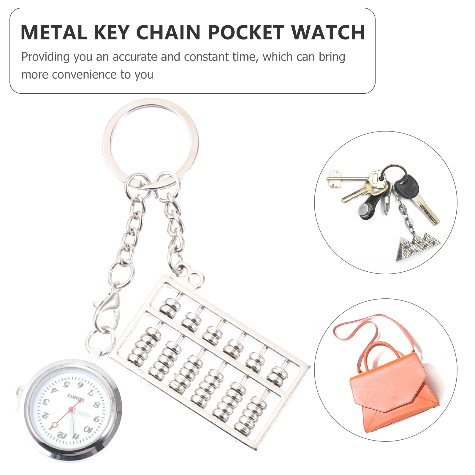 

Unique Abacus Pocket Hanging Watch Creative Metal Glass Mirror Keychain Pendant Accurate Convenient Nurse Keychain Pocket Watch