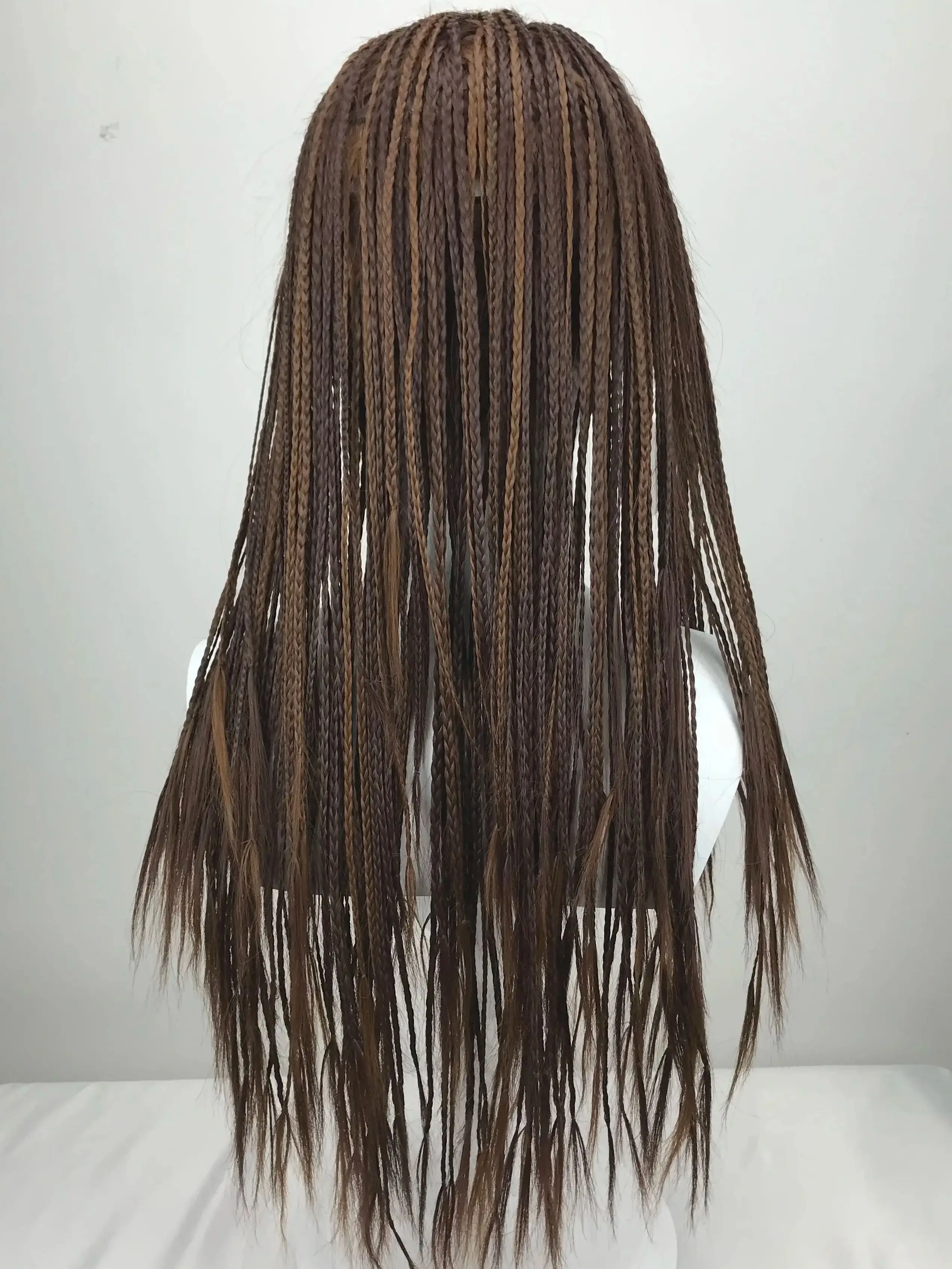 

Long Deep Brown Transparent Lace Braided Wig Synthetic Heat Resistant Fiber Lace Braid African Hair Braided