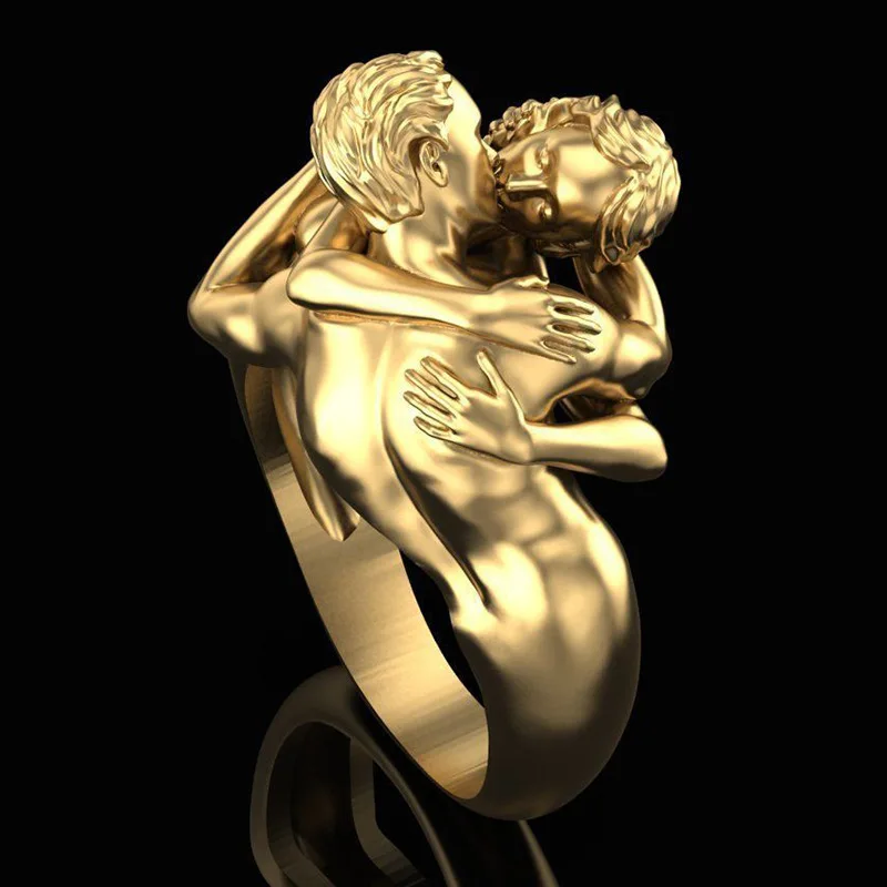 Unique Devise Adam and Eve Rings Lover's Rings for Men Women Engagement Wedding Ring Party Jewelry Gifts