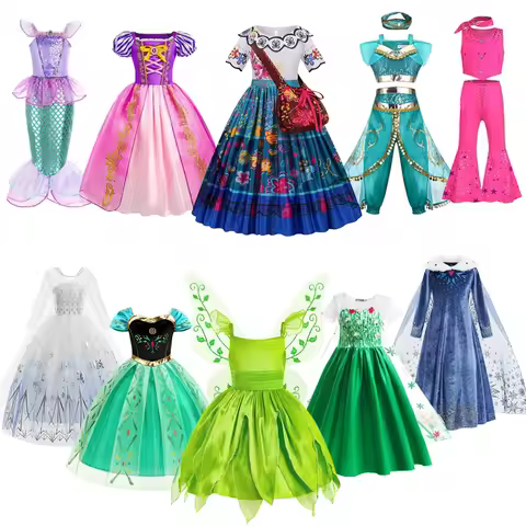 Girls Flower Fairy Dress Up Kids Princess Dress With Wings Halloween Princess Costume Elves Party Tinkerbell Tinker Bell Dress