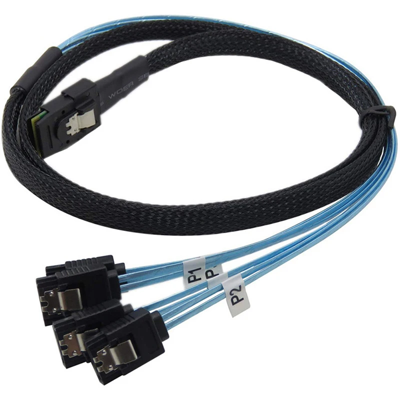 Cable SAS SATA mini-sas SFF-8087 a 4 SATA, Cable Mini SAS 4i SFF8087 36P a 4 SATA 7P, Cable 12 1/0 Gbps, 5M, datos de disco duro