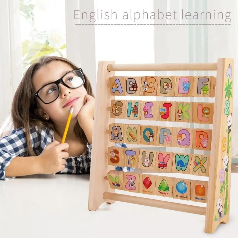 Englisch Alphabet Buchstaben Kognitive Spielzeug Cartoon Muster Arithmetik Holz Buchstaben Bord Lernen Perle Abacus Frühe Bildung Bord