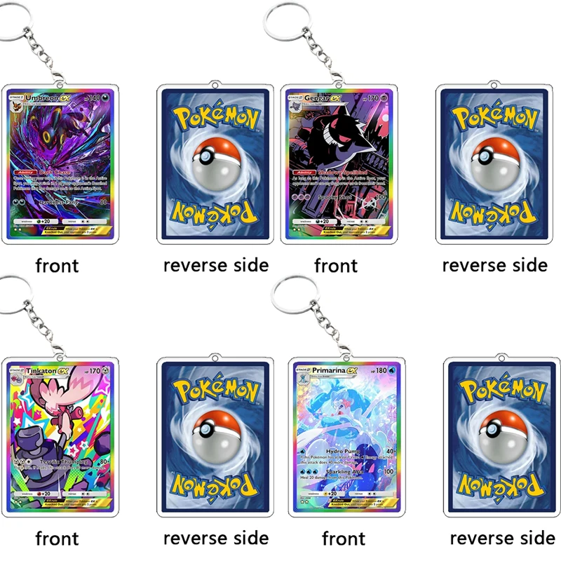 Llavero de acrílico para juegos de cartas, colgante de bolsillo con personajes de Pokémon (Leafeon, Azumarill, Gengar, Tinkaton), accesorios para bolsos, llavero, regalo de dibujos animados