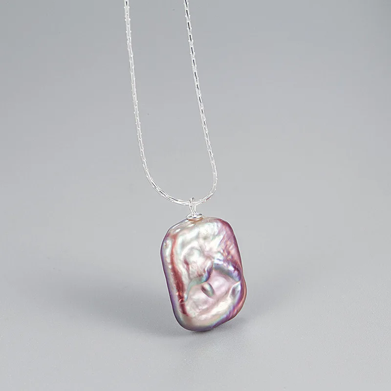 Hengsheng Big Baroque Freshwater Pearl Pendant Necklaces for Women 45cm Length Collarbone Chain Pendant Jewelry Gift