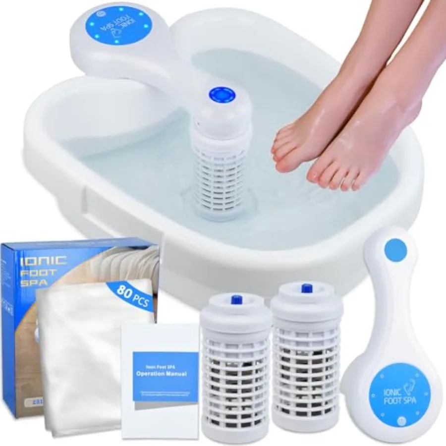 

Ионная ванночка для детоксикации стоп 3.0 для домашнего использования с автоматическим запуском/остановкой, 2 мощными электродами, 80 сменных вкладышей, синяя