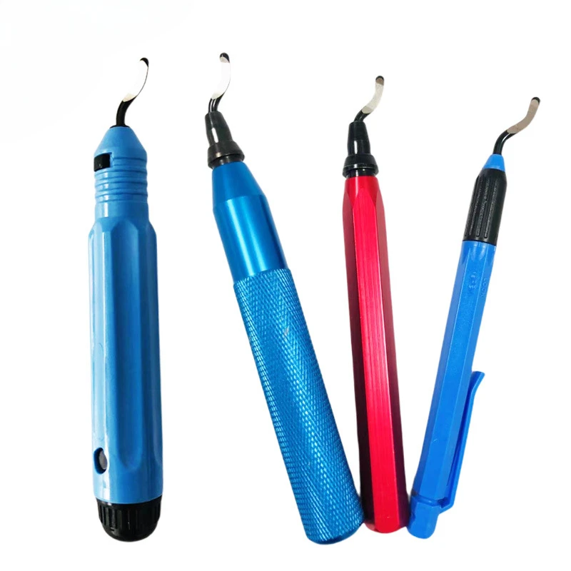 Metal Deburring Tool Kit Burr Remover Hand Tool Anti-Slip Handle with 10pcs Sharp Deburring Blades for Copper Wood Plastic