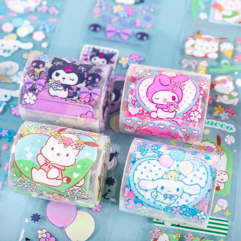 4/16pcs Sanrio taśmy Washi Cinnamoroll Kuromi melodia dla dzieci do szkoły Diy Scrapbooking materiały ręczne naklejki artykuły biurowe