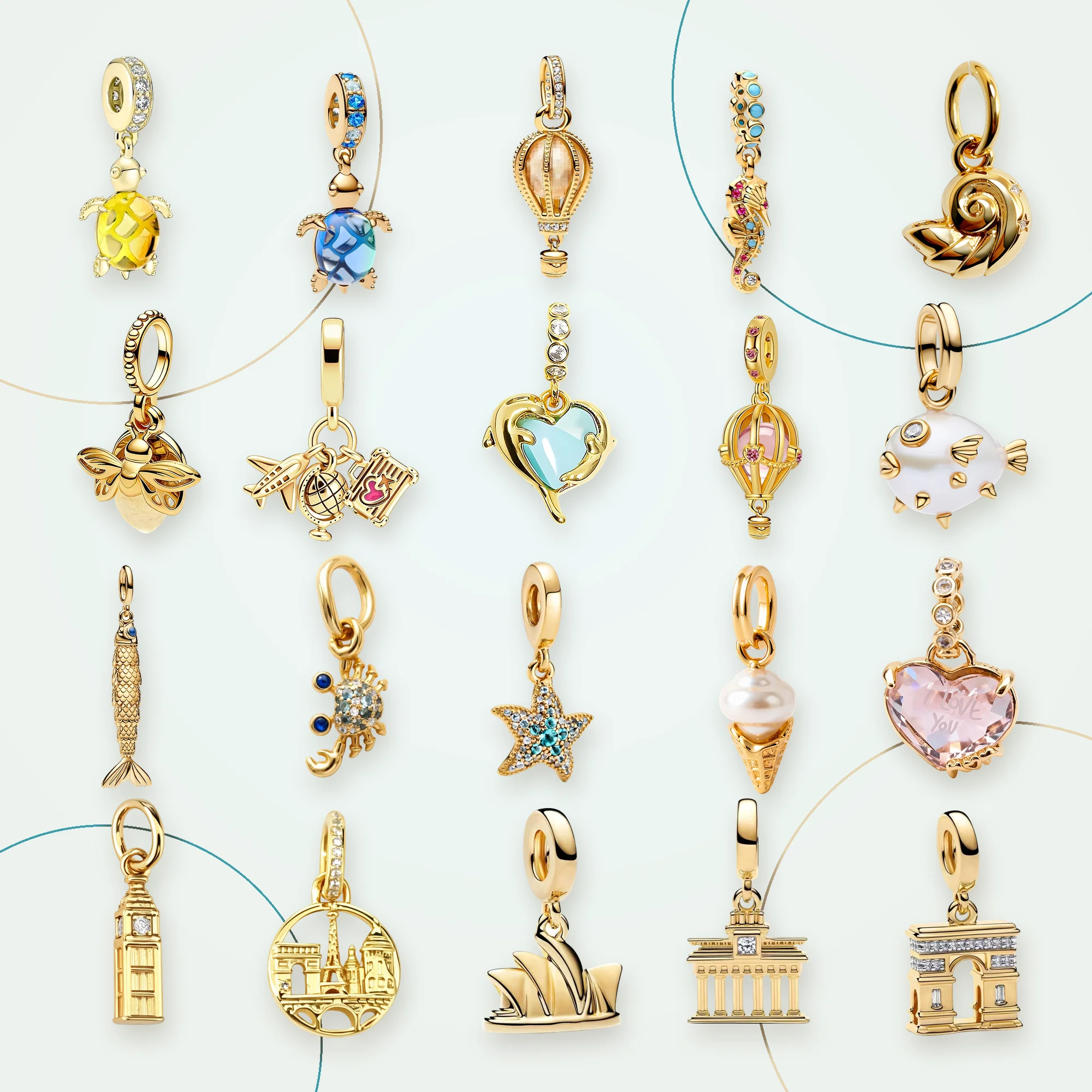 New Original Charm Beads,Sparkling Architecture Series,Triumphal Arch Dangle Charm Beads Fit Pendant Bracelet Women Jewelry Gift
