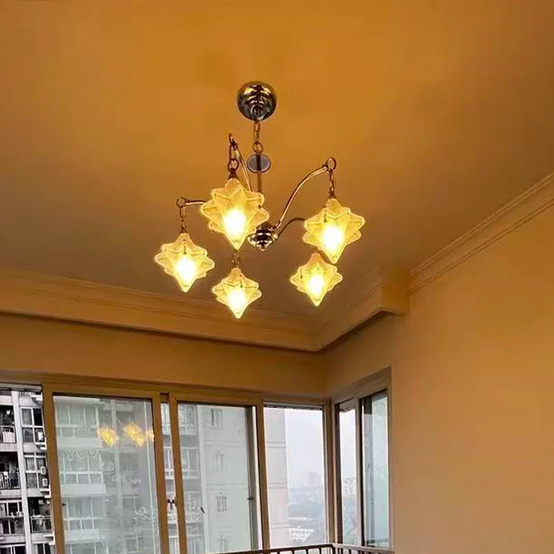 

American Luxury Murano Star Pendant Lamp Metal Glass Gold Silvery Finish Dimmable Ceilings Lustre Modern