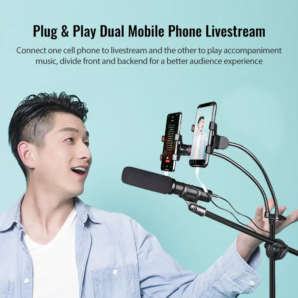 Per PH200 Microfono Karaoke a condensatore portatile portatile Connessione cablata Tutti gli smartphone Telefono Android iPad PC