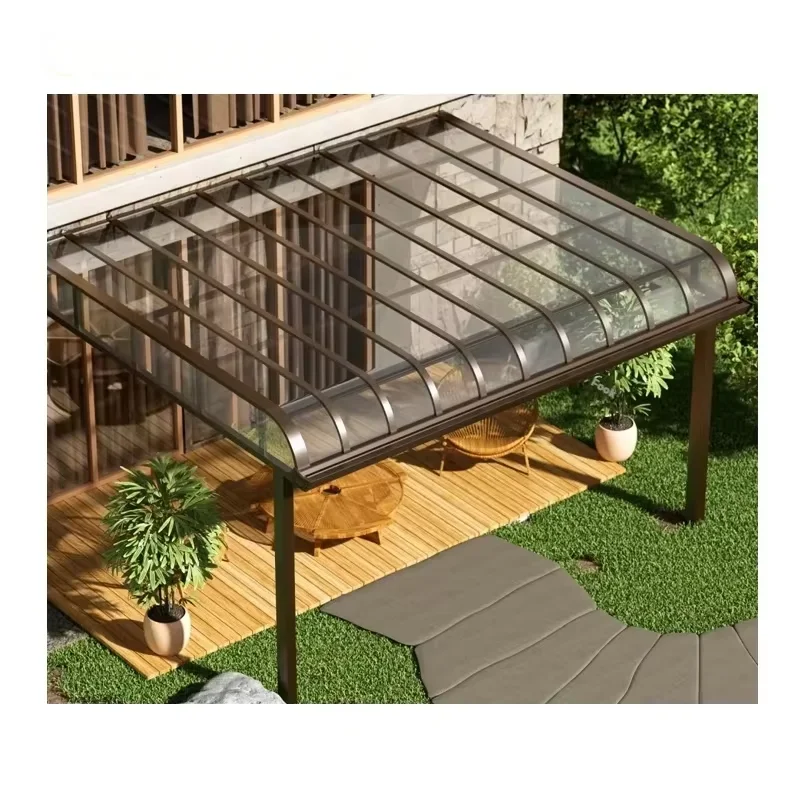 Gazebo extérieur étanche en aluminium PVC, auvent de toit rétractable, cadre enduit de poudre, couverture murale de Patio