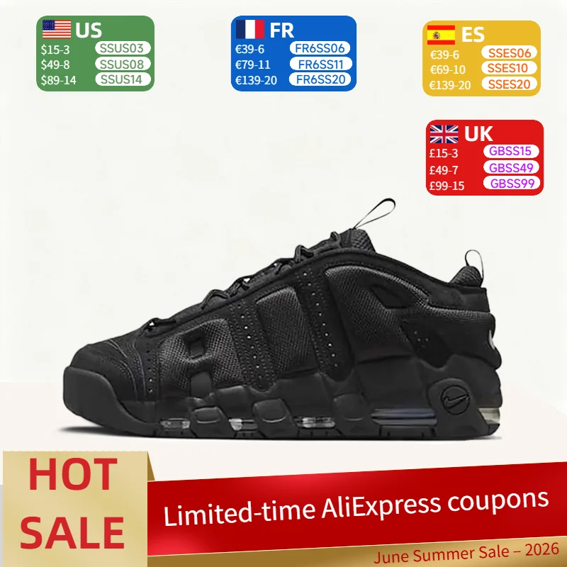 Nike Air More Uptempo: Zapatillas de Baloncesto Retro de Caña Baja, Simples, Cómodas y Versátiles para Hombre y Mujer (Negras) IM6649-001