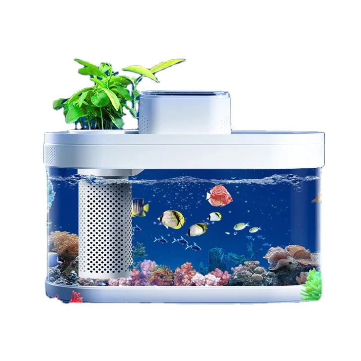 

Plastic Acrylic Fish Tank Set Ecological Aquarium With Lighting And Pump Aquarium Fish Tank With Automatic Feeder