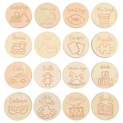 Round Wood Tags Toy Box Labels Wooden Circle nament Kids Storage ganizer Nursery Decor Home Storage ganization Bins Containers
