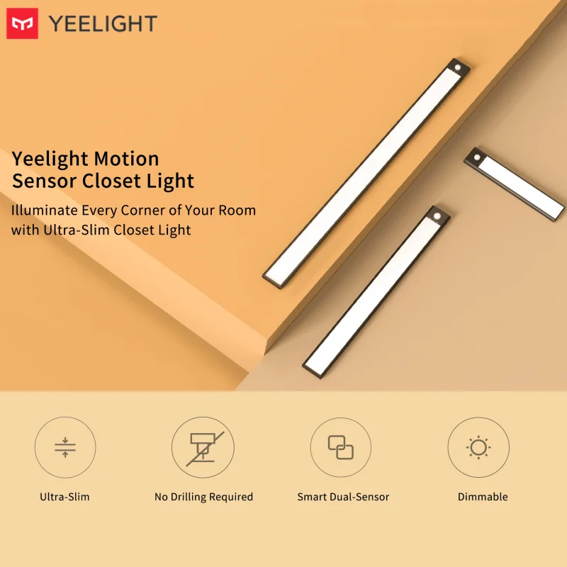 YEELIGHT Motion Sensor Closet Light LED Ultra-thin Light Rechargeable Magnetic Motion Sensor Wardrobe Corridor Night Light 2700K