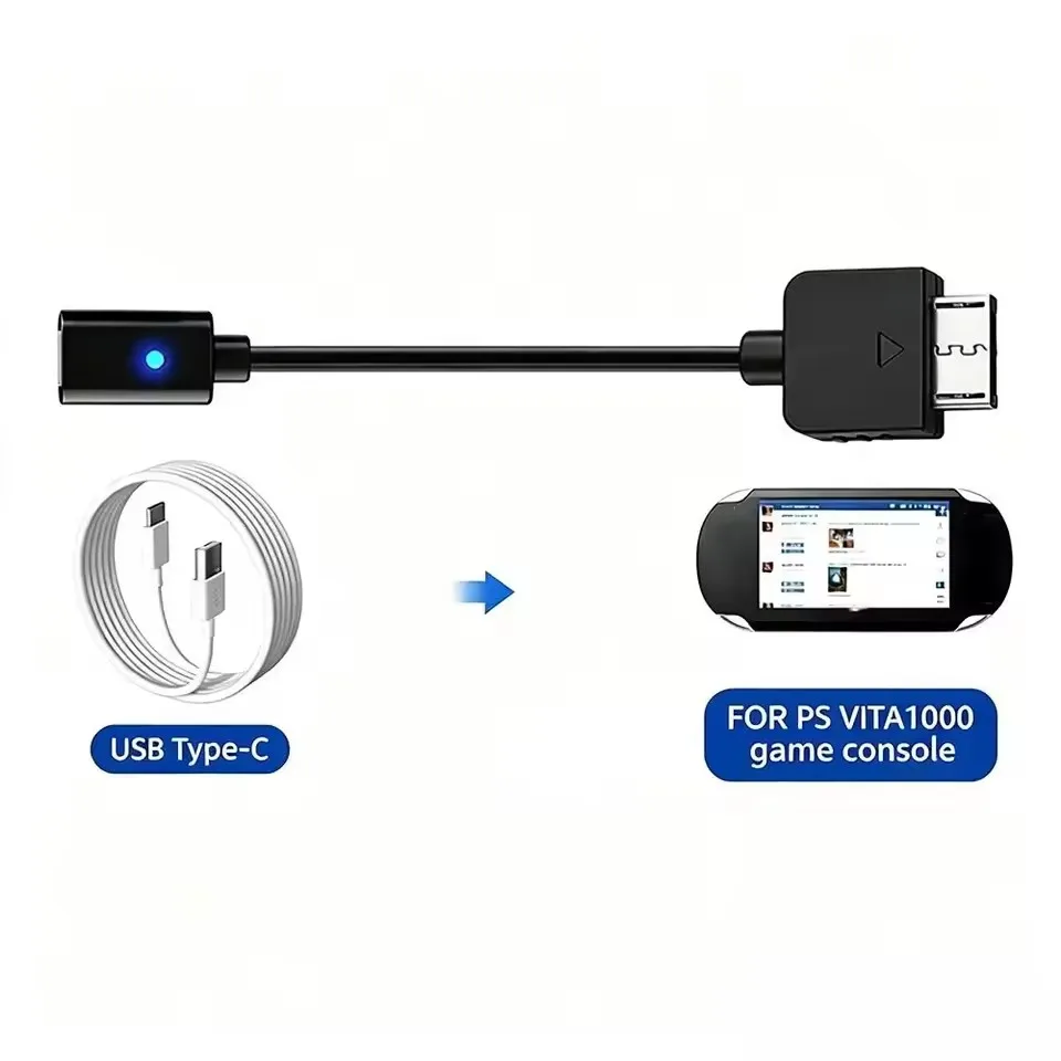 For PS Vita PCH-1000 Series Type C Female Charging Cables Charging Adapter Cords USB-C Female Cable for PS Vita 1000 Controller