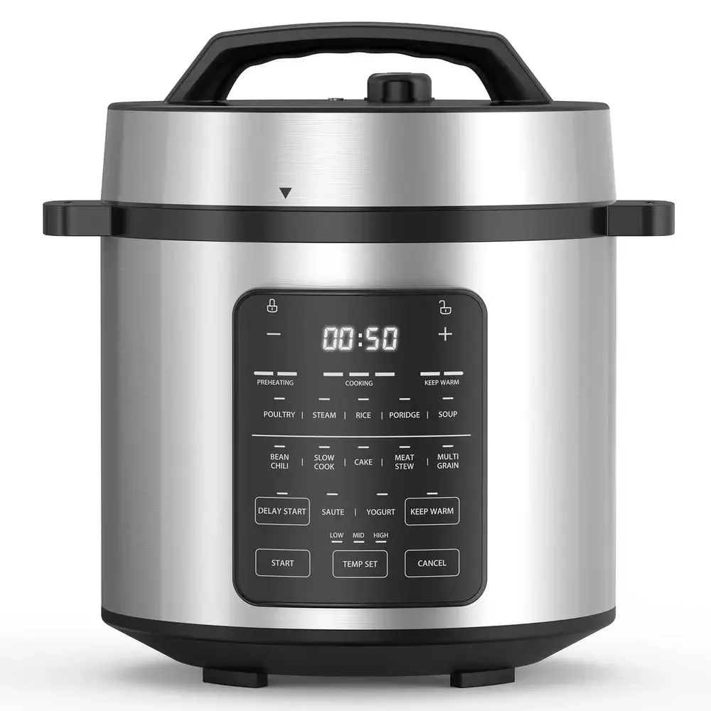 6QT Electric Pressure Cooker 12-in-1 Multi Cookers Rice Steamer Yogurt Maker Stainless Steel Dishwasher Safe Kitchen Appliance