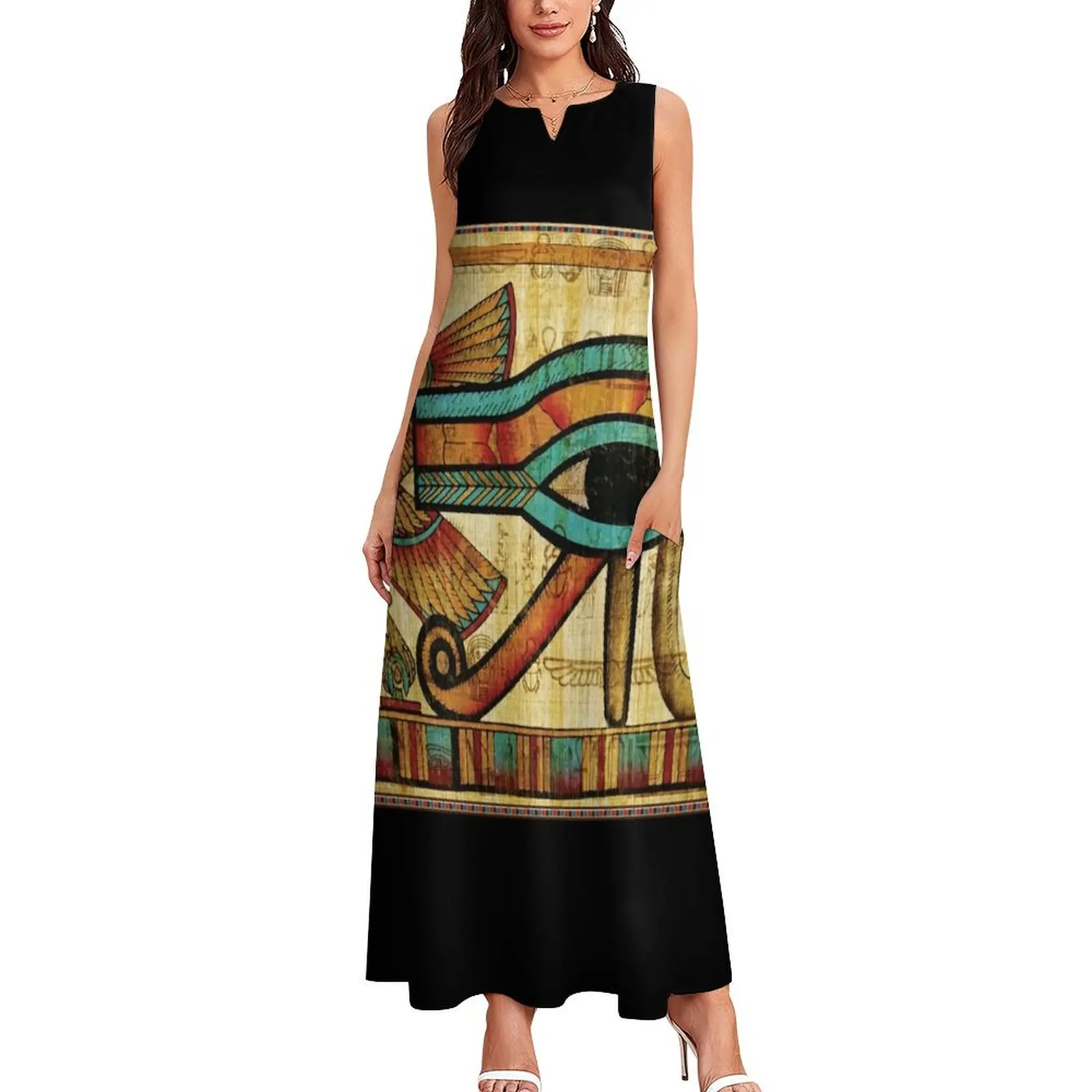 Eye of Horus Papyrus Long Dress summer dresses for women 2025 clothes dresses for woman 2025 summer dress woman 2025