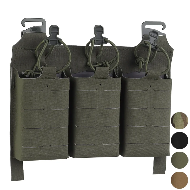 Triple AR 5.56 Front Mag Panel Camouflage Secure Buckle Bungee Retention Airsoft Vest with Insert Plate
