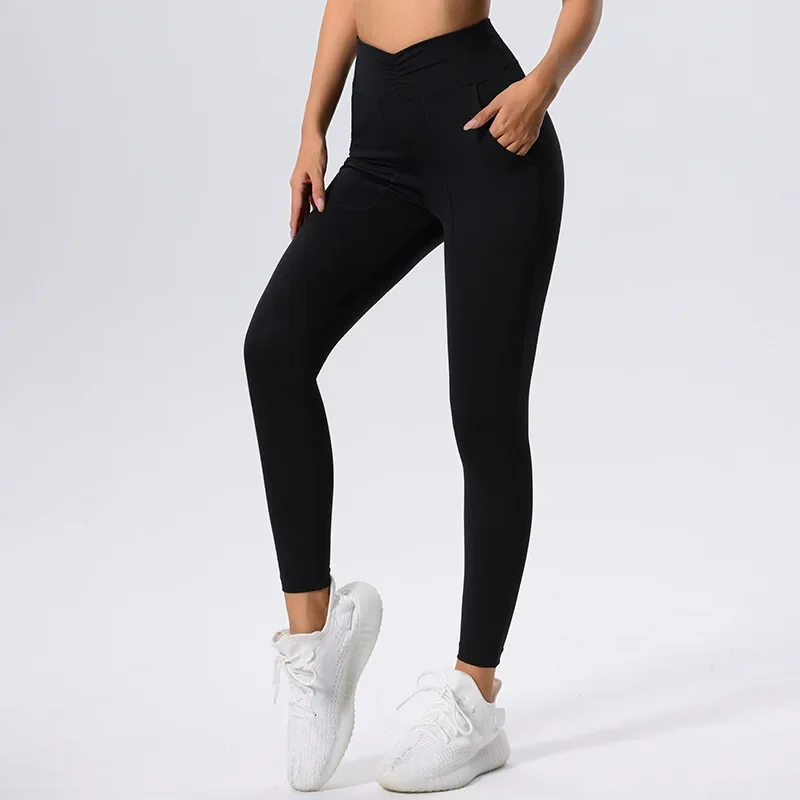 Yoga Pants with Pockets Women Push Up Leggings Tummy Control Tight Sportwear Sport Fitness Gym Traning Running Workout Clothes