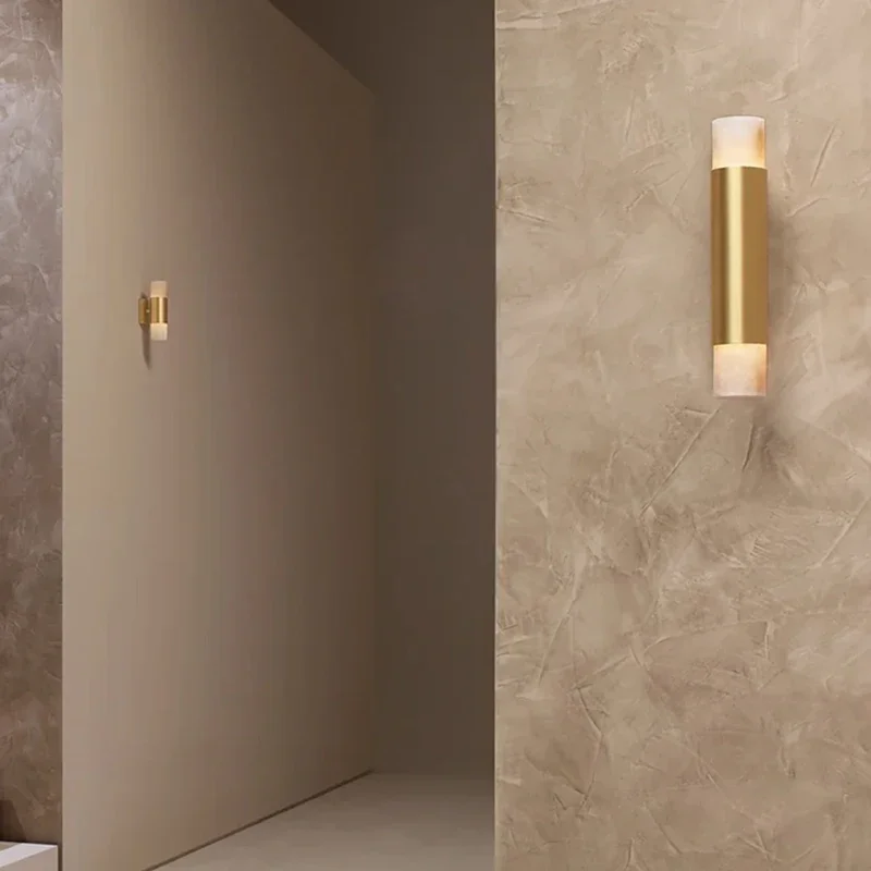 Italy Luxury Marble Wall Lamp For Living Room Bedroom Bedside Bar Loft Corridor LED Lighting Modern Copper Wall Alabaster Light