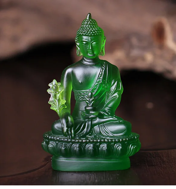 13 cm groß #   GUTER Buddha, buddhistischer Schutz für die Familie, Sicherheit im Haus, wirksamer Schutz, Kristallharz, grün, der Medizin-Buddha