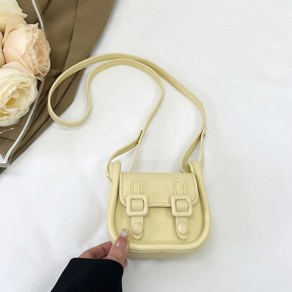 

Casual Elegant Mini Saddle Bag PU Leather French Small Square Bag Retro Candy Color Lipstick Bag Female