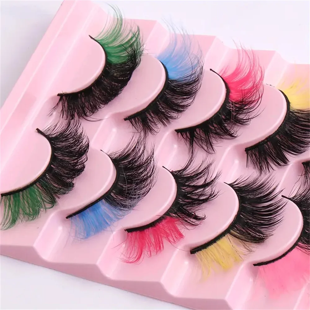 8 Pairs European-American Style Imitation Mink Fur False Eyelashes – Thick, Curled, Colorful, In Stock