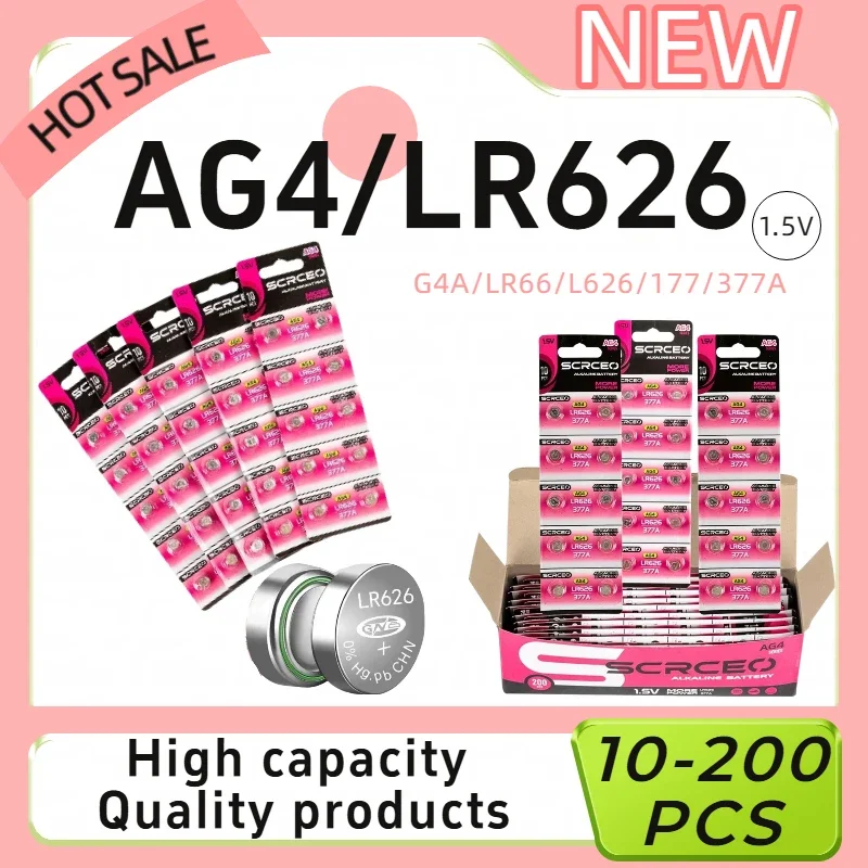 Alkaline Button Cell Battery AG4 SR626SW LR626 377A 1.5V 10-200PCS Replacement For Watch Toys Thermometer Electronic Devices