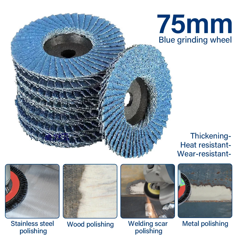 Discos de aleta de 3 pulgadas y 75mm, discos de lijado para amoladora angular, muela de grano 40/60/80/120, herramienta abrasiva de eliminación de madera y Metal, 3 uds.