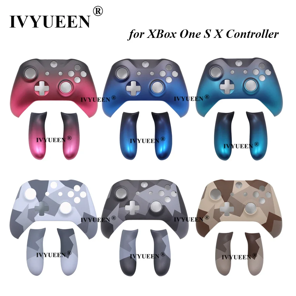 IVYUEEN for Xbox One S X Controller Replacement Housing Front Shell Faceplate Back Cover Handle Grips Shadow Blue Case Customize